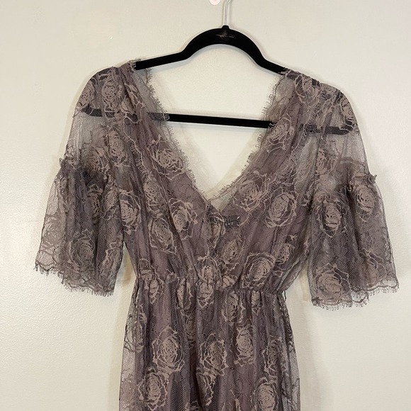 ROBERT RODRIGUEZ Lace Dress Womens M Lined Silk Mini Granite Emerald Green USA - Picture 3 of 11